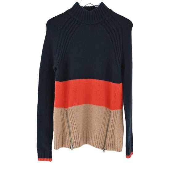 ABERCROMBIE FITCH Sweater Womens Size XS Colorblock Stripe Wool‎ Blend Mock Neck - Picture 1 of 13